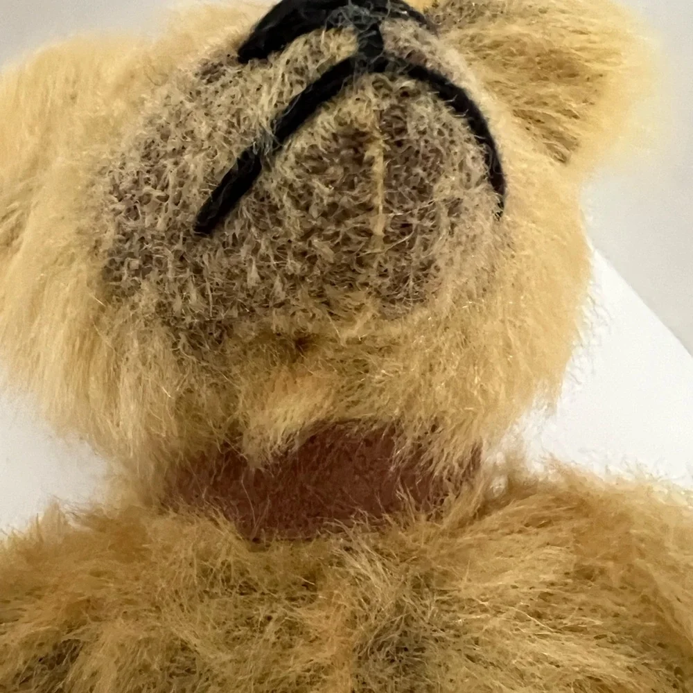Vintage Unbranded 12” Jointed Posable Mohair Teddy Bear Plush Caramel Color